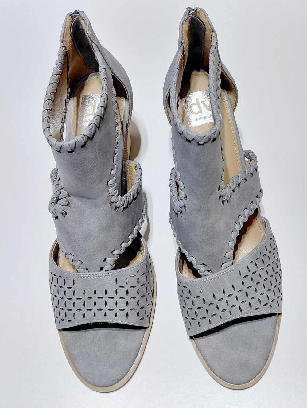 DOLCE  VITA Women's Radd Perforated Upper  Gray Heeled Sandals - 9.5M